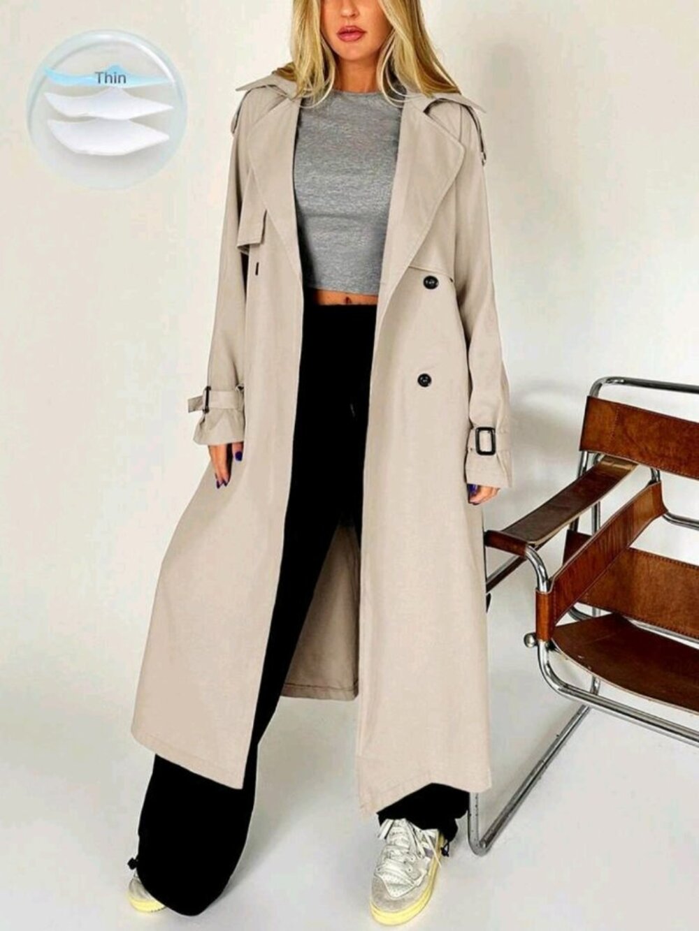 Double Breasted Belted Trench Coat